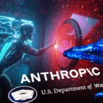 Anthropic AI company logo with Pentagon building representing lawsuit over defense technology blacklist