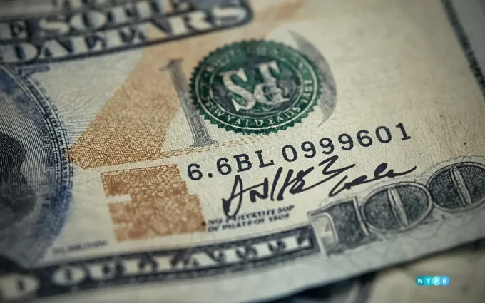U.S. dollar bill design with presidential signature