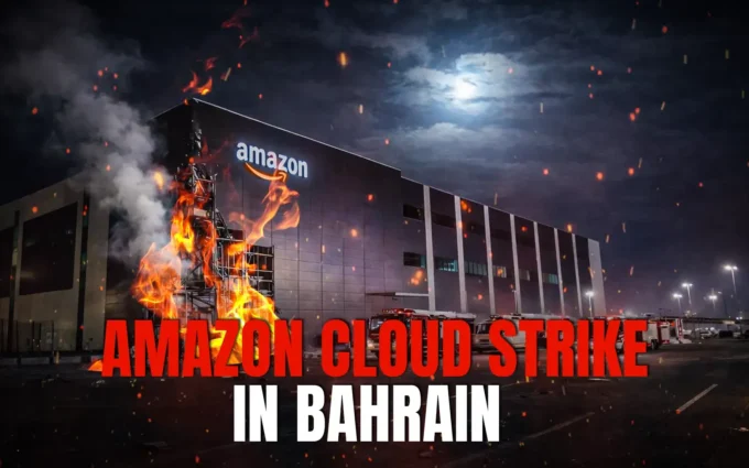 Damaged section of a data center facility in Bahrain after reported strike