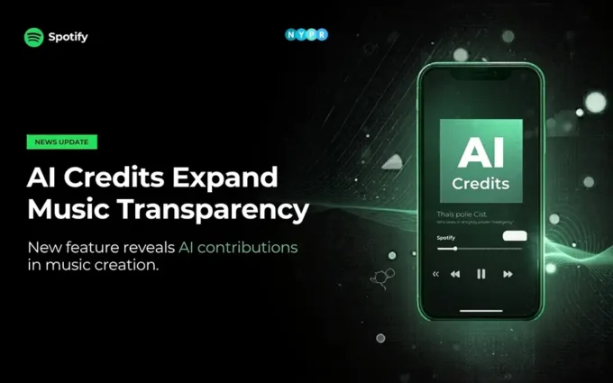 Spotify app showing AI credits in song details