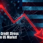 Financial district skyline showing stress in private credit markets