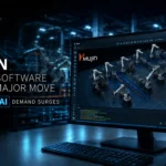 Mujin robot software controlling AI-powered robots in a modern warehouse automation and factory operations environment