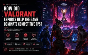 nfographic showing Valorant esports tournament showcasing competitive FPS gaming and professional players