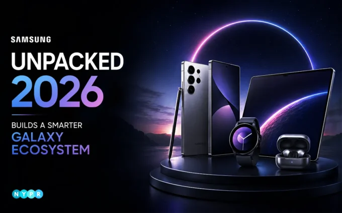 Samsung Unpacked 2026 showcasing the Galaxy Z Fold8 series, Galaxy Watch Ultra2, intelligent eyewear, and Galaxy AI announcements.