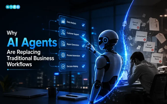 AI agents replacing traditional business workflows through intelligent automation, task management, and decision-making