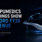 Infographic showing compumedics earnings record FY26 revenue and software growth