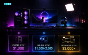 Infographic of OBS Studio and Streamlabs setup for gaming and streaming in 2026, highlighting bitrate optimization, overlays, screen capture, and live streaming workflow.