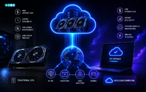 Infographic showing a guide to cloud-based GPU computing for AI, machine learning, and high-performance workloads.