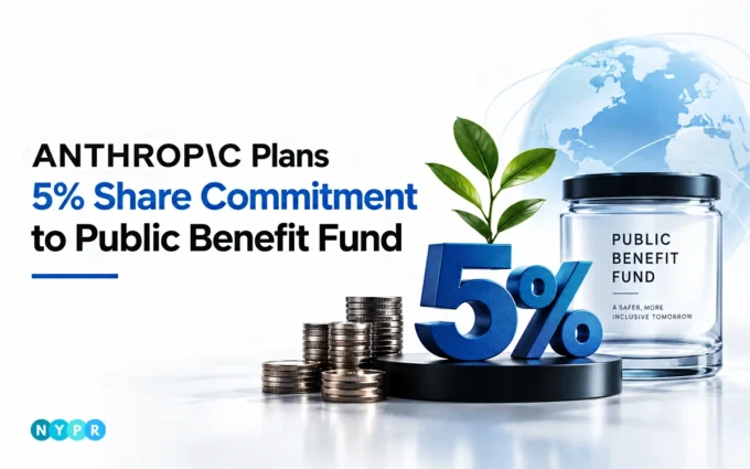 Anthropic logo accompanying the announcement of its planned 5% share commitment to a public benefit fund.