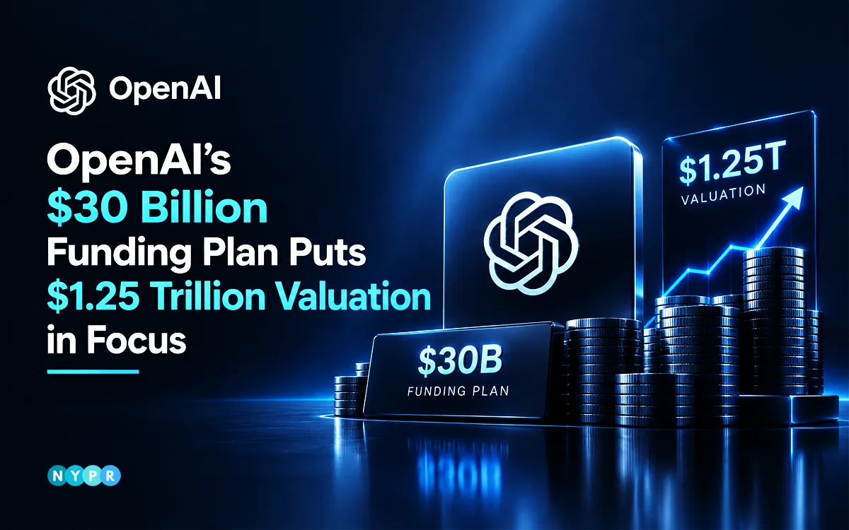 OpenAI logo illustrating the proposed $30 billion funding round at a reported $1.25 trillion valuation ahead of a potential IPO